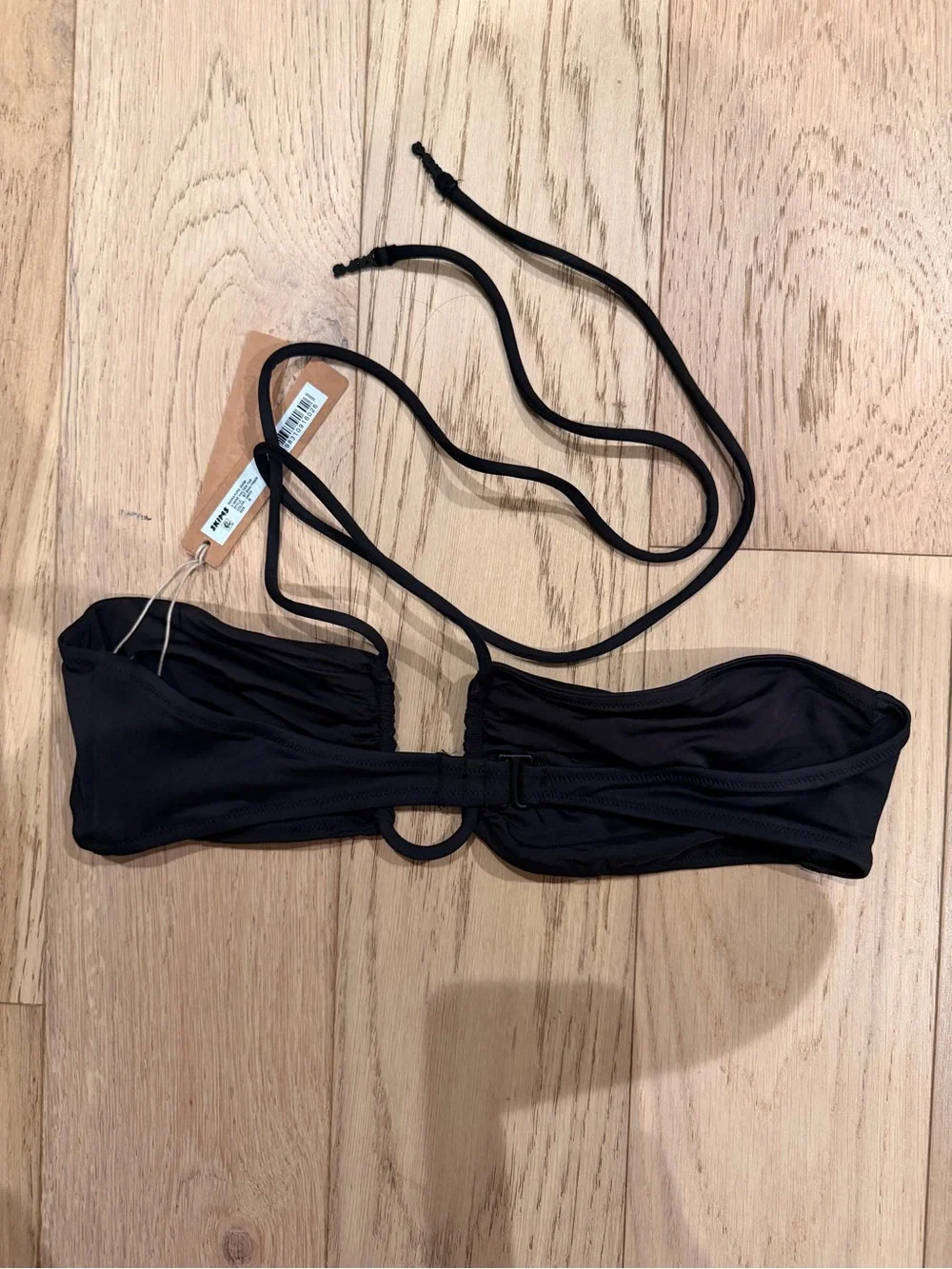 SKIMS Black Bandeau Bikini Top with Removable Straps